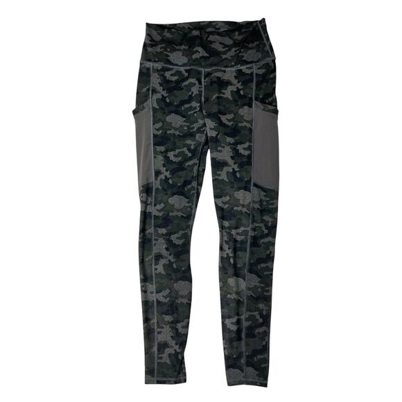 Fabletics Powerhold Leggings High Waist Women M Athleisure Charcoal Camo Pockets - Picture 1 of 9